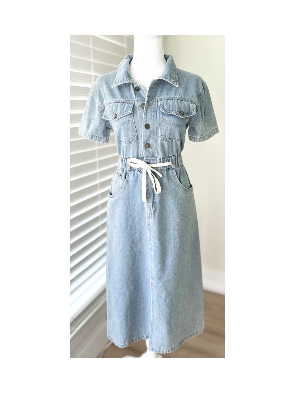 Women's Denim Midi Dress in Blue